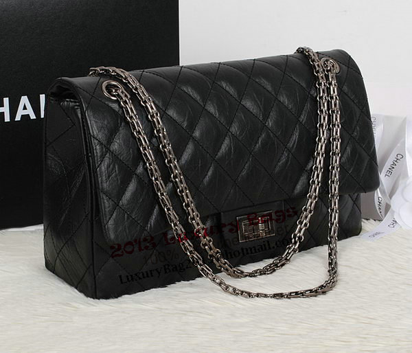 Chanel A30227 Black Sheepskin Leather Jumbo Flap Bags Silver