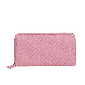 Bottega Veneta Intrecciato Nappa Zip Around Wallet BV20017 Pink