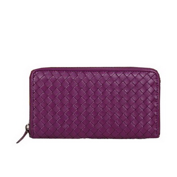 Bottega Veneta Intrecciato Nappa Zip Around Wallet BV20017 Purple