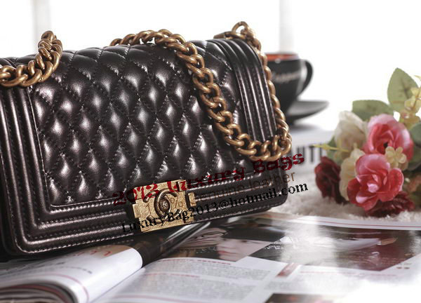 Chanel Boy Flap Shoulder Bag in Black Lambskin Leather A67086 Gold