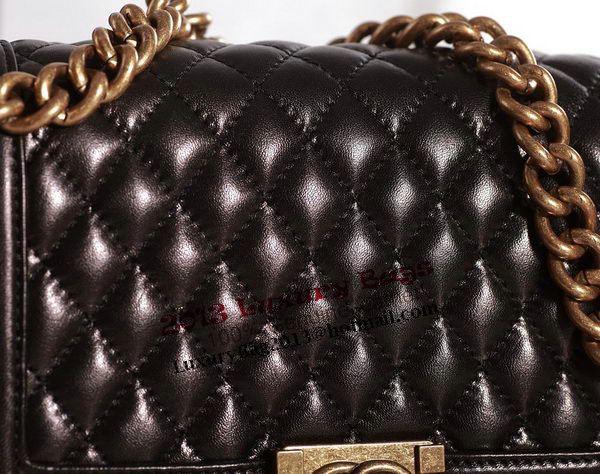 Chanel Boy Flap Shoulder Bag in Black Lambskin Leather A67086 Gold