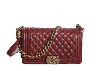 Chanel Boy Flap Shoulder Bag in Burgundy Lambskin Leather A67086 Gold