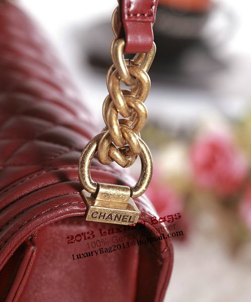 Chanel Boy Flap Shoulder Bag in Burgundy Lambskin Leather A67086 Gold