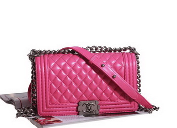 Chanel Boy Flap Shoulder Bag in Rose Lambskin Leather A67086 Silver