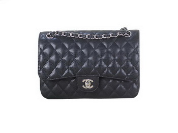 Chanel 2.55 Series Classic Flap Bag 1112 Black Original Cannage Pattern Leather Silver