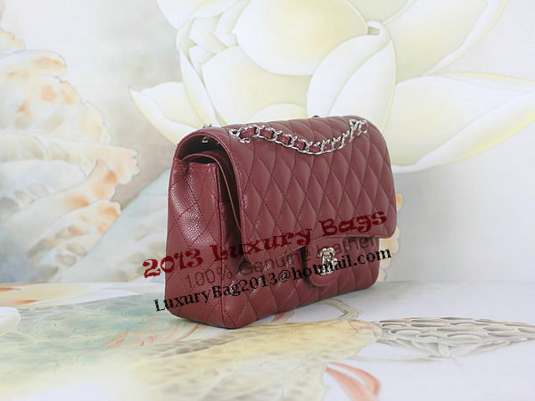 Chanel 2.55 Series Classic Flap Bag 1112 Burgundy Original Cannage Pattern Leather Silver