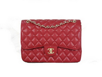 Chanel Classic Flap Bag 1113 Red Original Cannage Pattern Leather Gold