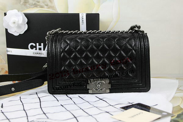 Chanel Boy Flap Shoulder Bag in Original Glazed Crackled Leather A67025 Black