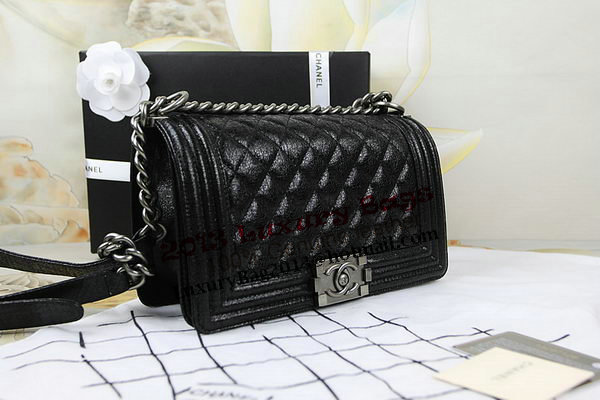 Chanel Boy Flap Shoulder Bag in Original Glazed Crackled Leather A67025 Black