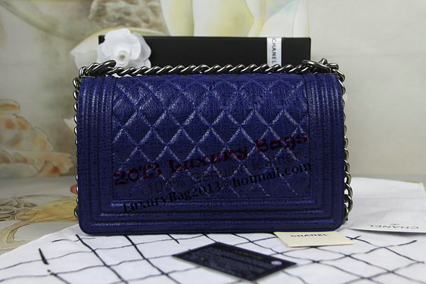 Chanel Boy Flap Shoulder Bag in Original Glazed Crackled Leather A67025 Blue