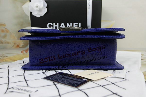 Chanel Boy Flap Shoulder Bag in Original Glazed Crackled Leather A67025 Blue