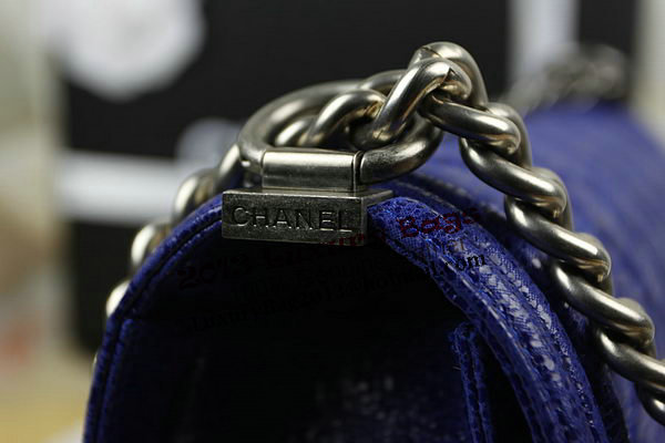 Chanel Boy Flap Shoulder Bag in Original Glazed Crackled Leather A67025 Blue