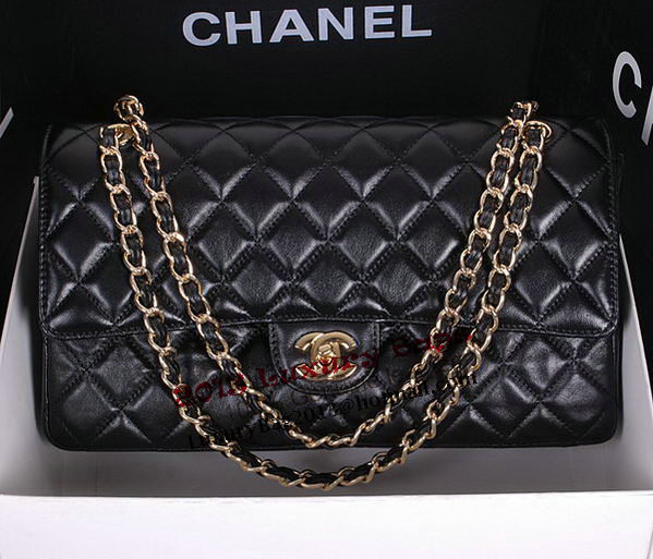 Chanel Classic Flap Bag 1113 Black Sheepskin Leather