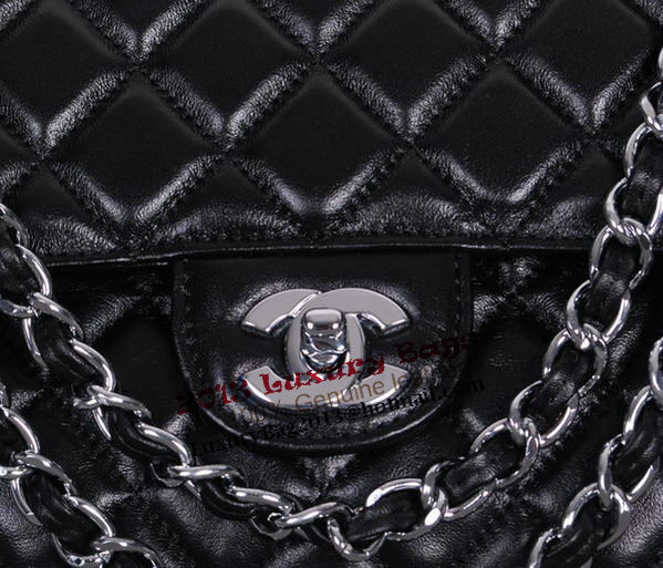 Chanel Classic Flap Bag 1113 Black Sheepskin Leather