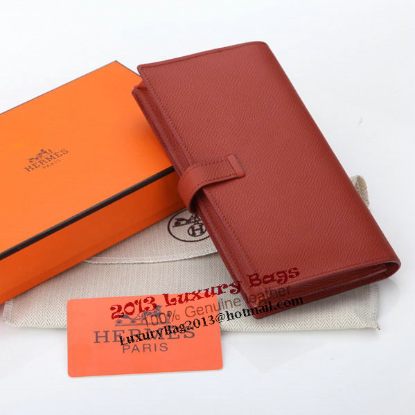 Hermes Bearn Japonaise Bi-Fold Wallet Original Leather A208 Red