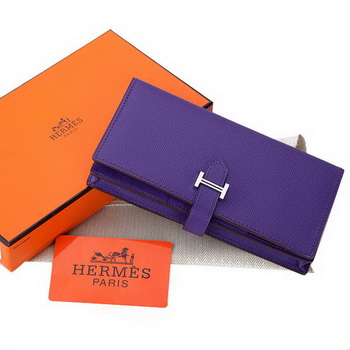 Hermes Bearn Japonaise Bi-Fold Wallet Original Leather A208 Violet