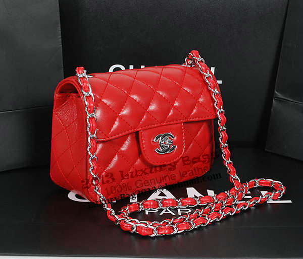 Chanel 1115 Classic mini Flap Bag in Red Sheepskin Leather