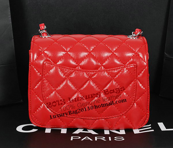 Chanel 1115 Classic mini Flap Bag in Red Sheepskin Leather