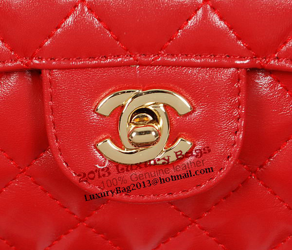 Chanel 1115 Classic mini Flap Bag in Red Sheepskin Leather