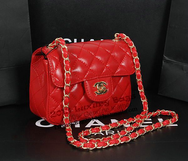 Chanel 1115 Classic mini Flap Bag in Red Sheepskin Leather