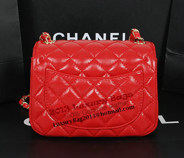 Chanel 1115 Classic mini Flap Bag in Red Sheepskin Leather