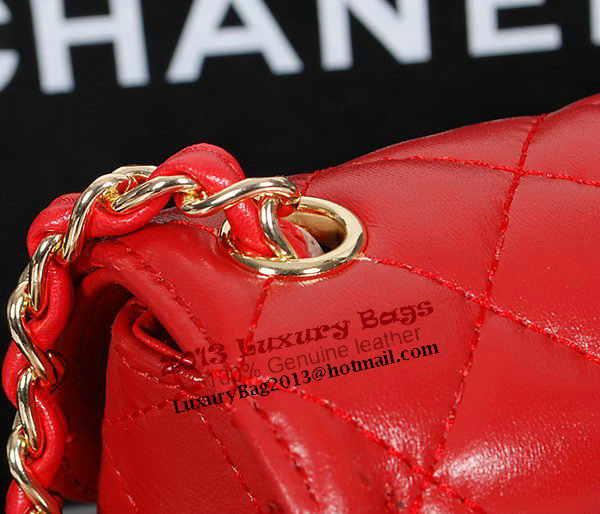 Chanel 1115 Classic mini Flap Bag in Red Sheepskin Leather