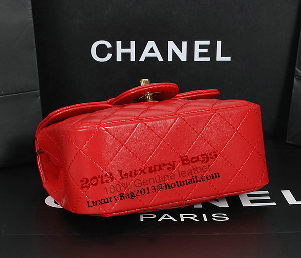 Chanel 1115 Classic mini Flap Bag in Red Sheepskin Leather