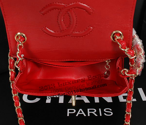 Chanel 1115 Classic mini Flap Bag in Red Sheepskin Leather