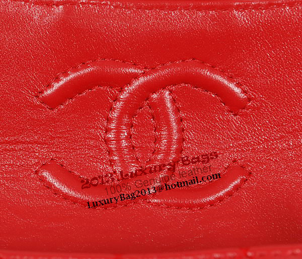 Chanel 1115 Classic mini Flap Bag in Red Sheepskin Leather