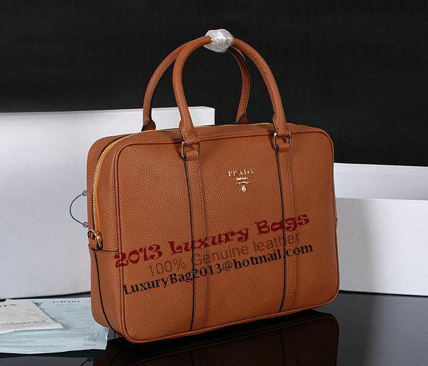 Prada Grainy Calf Leather Briefcase 80661 Wheat