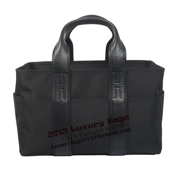 Hermes Tote Bag Canvas & Leather H858S Black