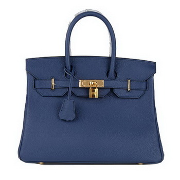 Hermes Birkin 30CM Tote Bag RoyalBlue Original Leather H30 Gold