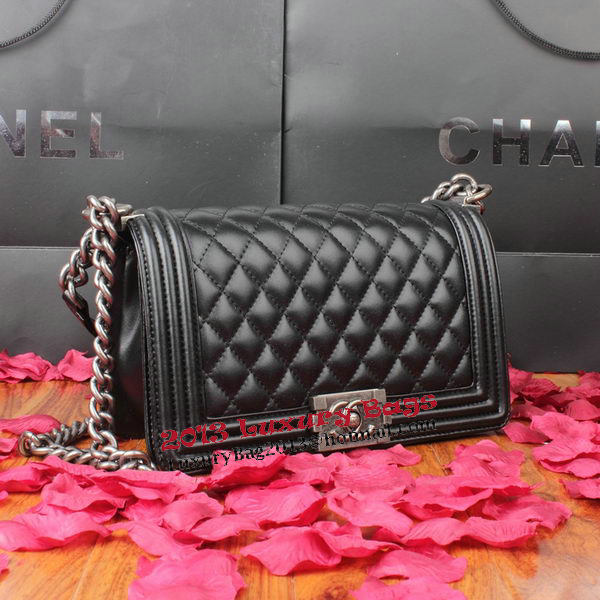 Boy Chanel Flap Shoulder Bag Black Original Leather A67086 Silver