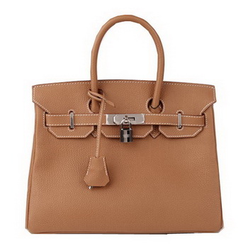 Hermes Birkin 30CM Tote Bag Camel Original Leather H30 Silver