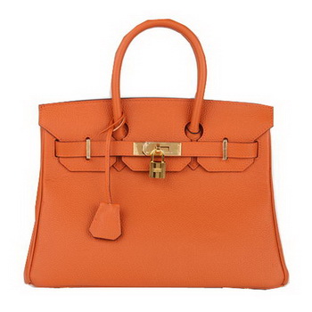 Hermes Birkin 30CM Tote Bag Orange Original Leather H30 Gold