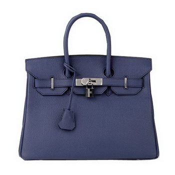 Hermes Birkin 30CM Tote Bag RoyalBlue Original Leather H30 Silver