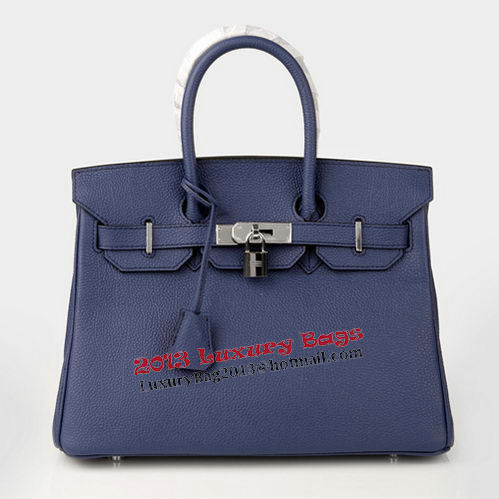 Hermes Birkin 30CM Tote Bag RoyalBlue Original Leather H30 Silver