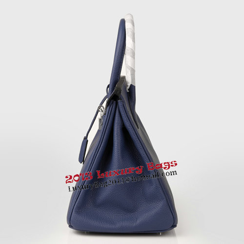 Hermes Birkin 30CM Tote Bag RoyalBlue Original Leather H30 Silver