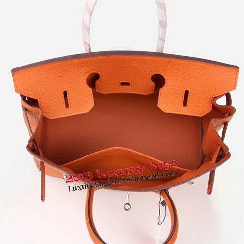 Hermes Birkin 35CM Tote Bag Orange Original Leather H35 Silver