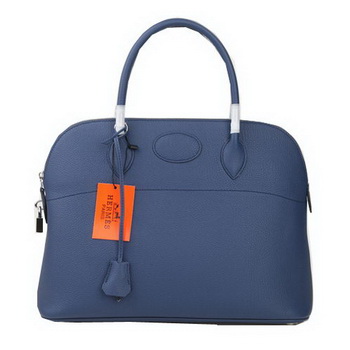 Hermes Bolide 37CM Tote Bags Calf Leather Blue