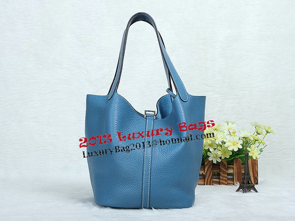 Hermes Picotin Lock MM Bag in Original Leather Blue