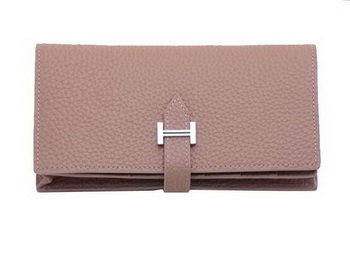 Hermes Bearn Japonaise Bi-Fold Wallet Grainy Leather H68942 Grey