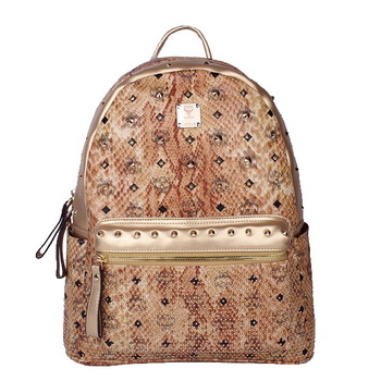 MCM Armour Medium Backpack Snake Leather MC2095 Gold