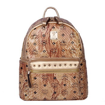 MCM Armour Small Backpack Snake Leather MC2095S Gold