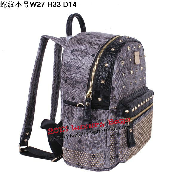 MCM Armour Small Backpack Snake Leather MC2095S Grey