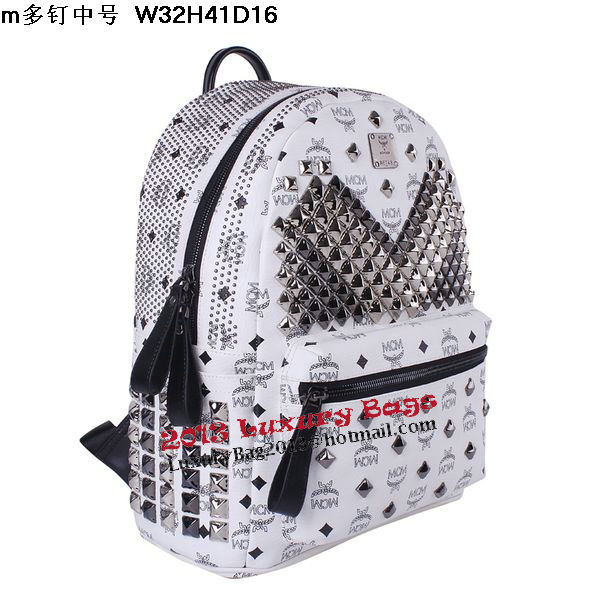 MCM Medium Stark Front Studs Backpack MC4237 White