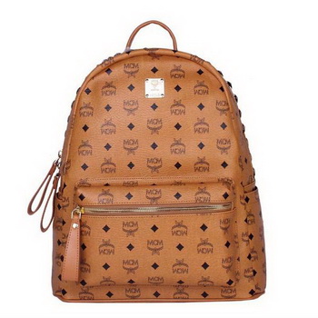 MCM Medium Top Studs Backpack MC4232 Wheat