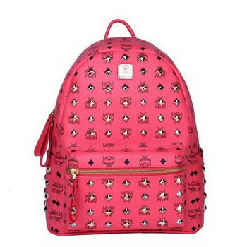 MCM Stark Studded Medium Backpack MC2089 Light Red