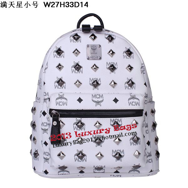 MCM Stark Studded Small Backpack MC2089S White