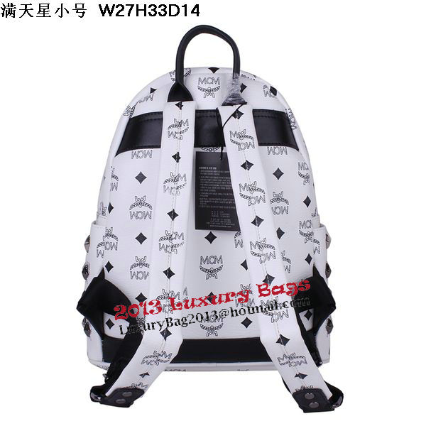 MCM Stark Studded Small Backpack MC2089S White